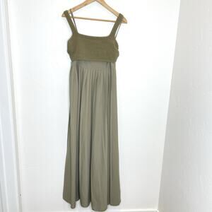 Anthropologie x Mare Mare Pleated Sleeveless Twirly Maxi Dress Womens XS Green